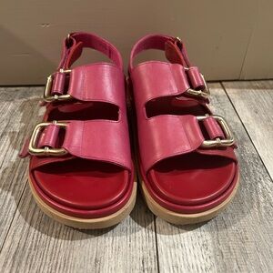 Pink/Red Leather ALOHAS Sandals Size 39